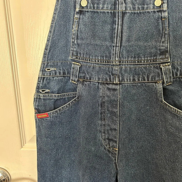 ! Rare 90’s SQUEEZE Cropped Denim Overalls size M - Picture 3 of 8